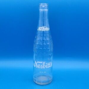 Vintage 1951's 10 oz Nesbitt's Quilted Texture Soda Bottle Clear White Lettering